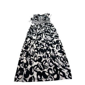 Blooming Rose Womens Large Black & White Sleeveless Maxi Dress Abstract 117175